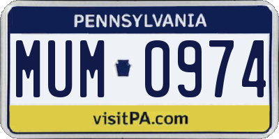 PA license plate MUM0974