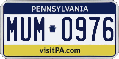 PA license plate MUM0976