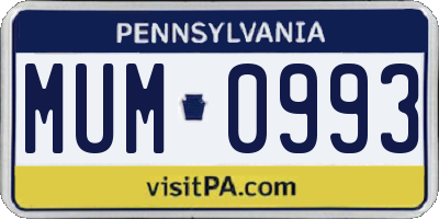 PA license plate MUM0993