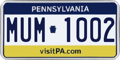 PA license plate MUM1002