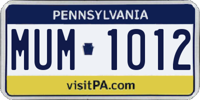 PA license plate MUM1012