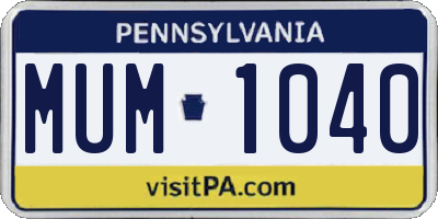 PA license plate MUM1040