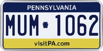 PA license plate MUM1062