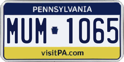 PA license plate MUM1065