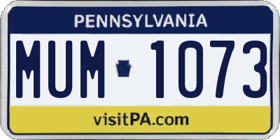 PA license plate MUM1073