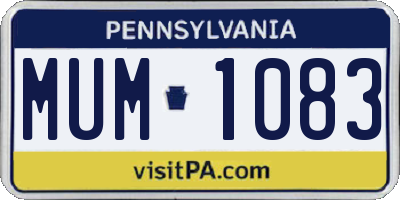 PA license plate MUM1083