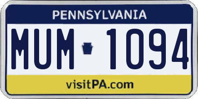 PA license plate MUM1094