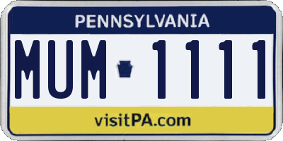 PA license plate MUM1111