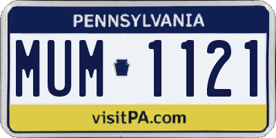PA license plate MUM1121