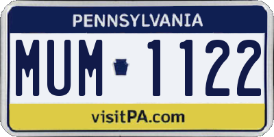 PA license plate MUM1122