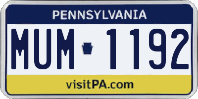 PA license plate MUM1192