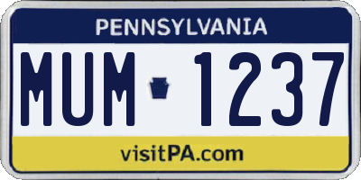 PA license plate MUM1237