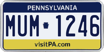 PA license plate MUM1246