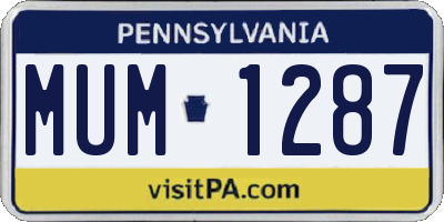 PA license plate MUM1287