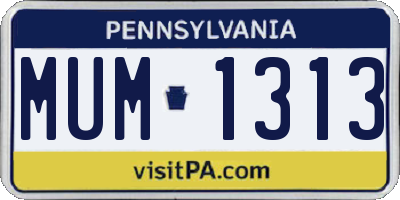 PA license plate MUM1313