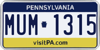PA license plate MUM1315
