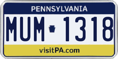 PA license plate MUM1318