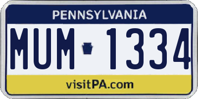 PA license plate MUM1334
