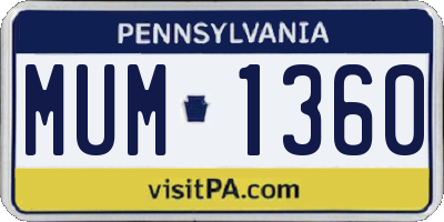 PA license plate MUM1360