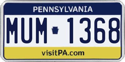 PA license plate MUM1368