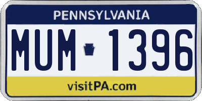 PA license plate MUM1396