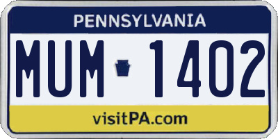 PA license plate MUM1402