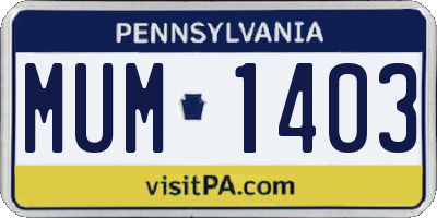 PA license plate MUM1403