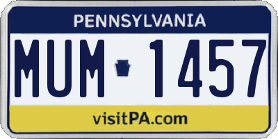 PA license plate MUM1457