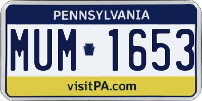 PA license plate MUM1653