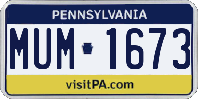 PA license plate MUM1673