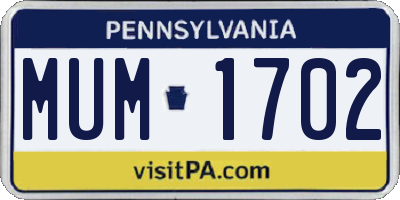 PA license plate MUM1702