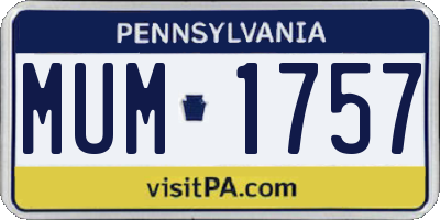 PA license plate MUM1757