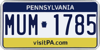 PA license plate MUM1785
