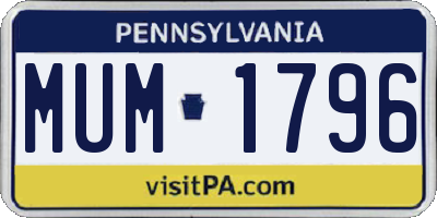 PA license plate MUM1796