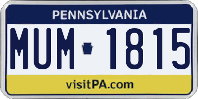 PA license plate MUM1815