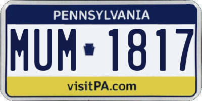 PA license plate MUM1817