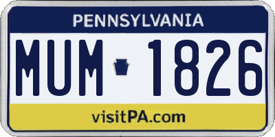 PA license plate MUM1826