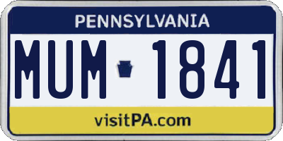 PA license plate MUM1841
