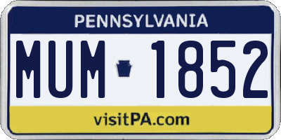 PA license plate MUM1852