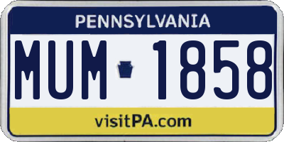 PA license plate MUM1858