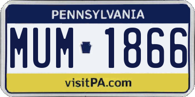 PA license plate MUM1866