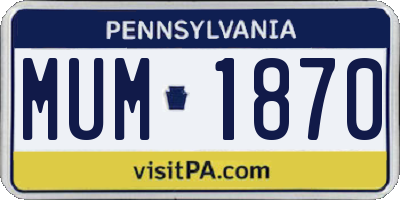 PA license plate MUM1870