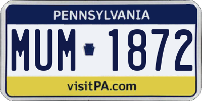 PA license plate MUM1872