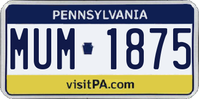 PA license plate MUM1875