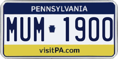 PA license plate MUM1900