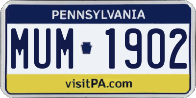 PA license plate MUM1902