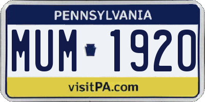 PA license plate MUM1920