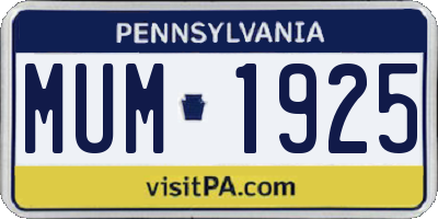 PA license plate MUM1925