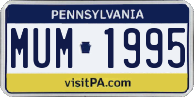 PA license plate MUM1995