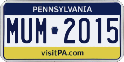 PA license plate MUM2015